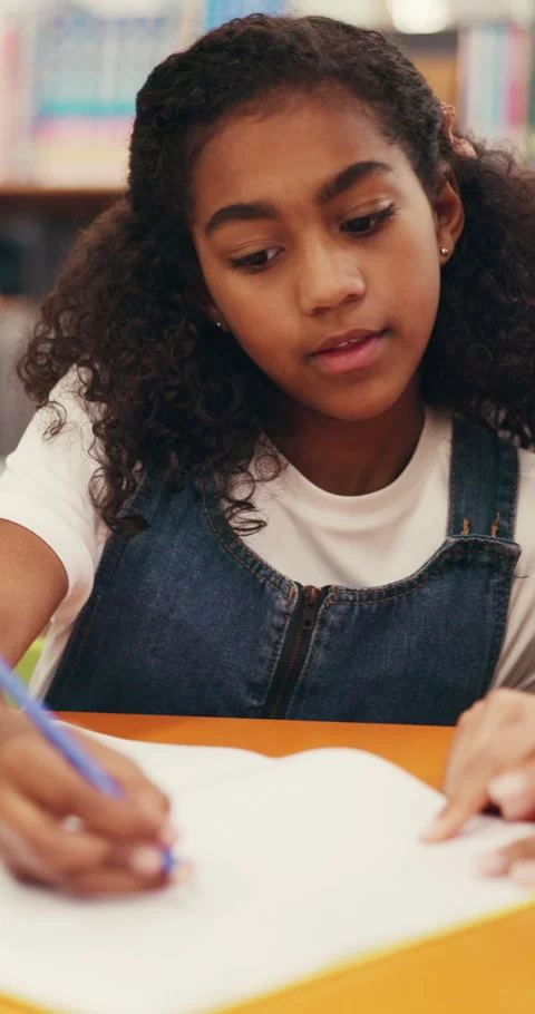 Education, high five and child count in library with math tutor, learn numbers Stock Footage 326008102