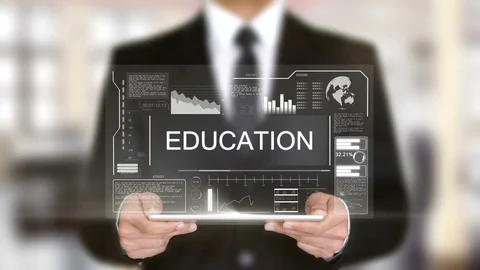 Education, Hologram Futuristic Interface, Augmented Virtual Reality Video stock 77120027