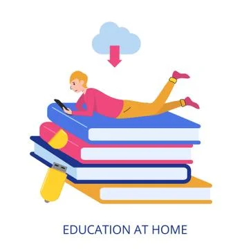 Education At Home concept, flat design vector illustration Illustrazione stock