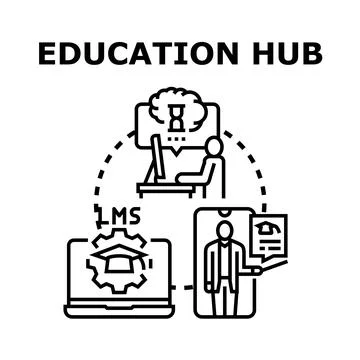 Education hub connecting online learning and expertise Stock Illustration