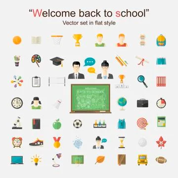 Education icon big set Stock Illustration