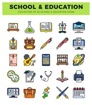 Education icon collection on white background 스톡 일러스트