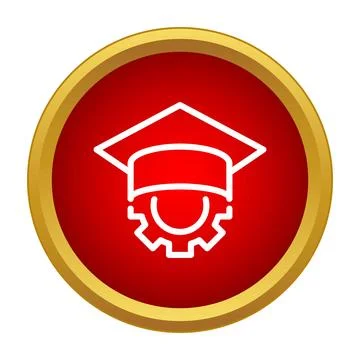 Education icon combining graduation cap and gear Stock Illustration