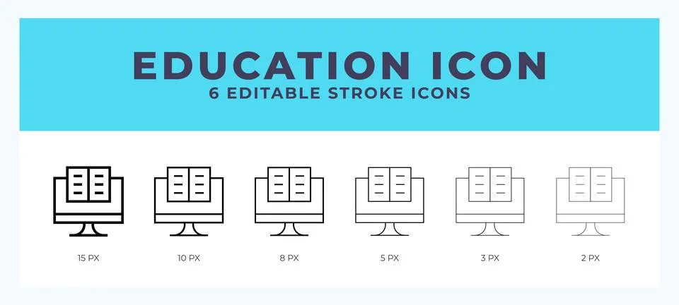 Education icon with different stroke. Editable stroke. Vector illustration. Stock Illustration