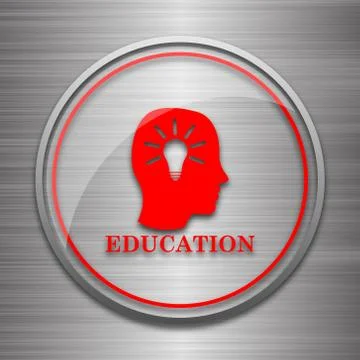 Education icon. Internet button on metallic background.. Stock Illustration