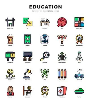 Education Icon Pack 25 Vector Symbols for Web Design. Stock Illustration