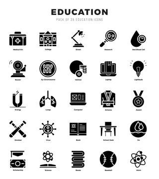 Education icon pack for your website. mobile. presentation. and logo design. Stock Illustration