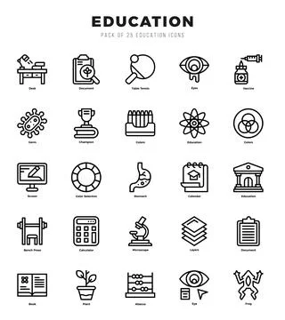 Education icon pack for your website. mobile. presentation. and logo design. Stock Illustration