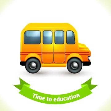 Education icon school bus Stock Illustration