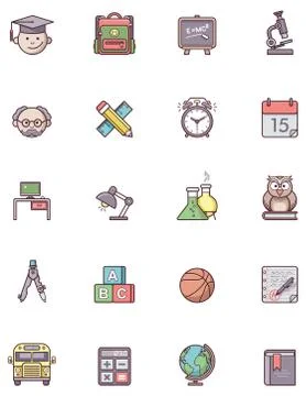 Education icon set Stock Illustration