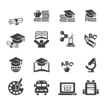 Education icon set Stock Illustration