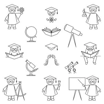 Education Icon Set Stock Illustration