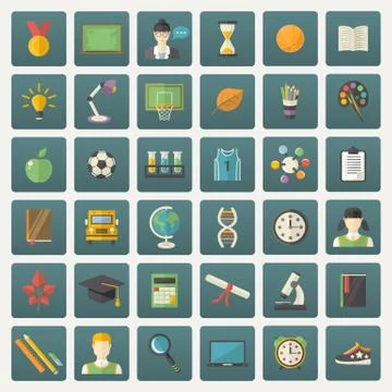 Education icon set. Stock Illustration