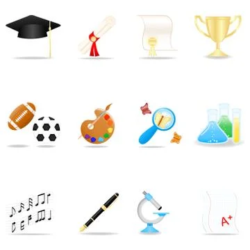 Education icon set Stock Illustration