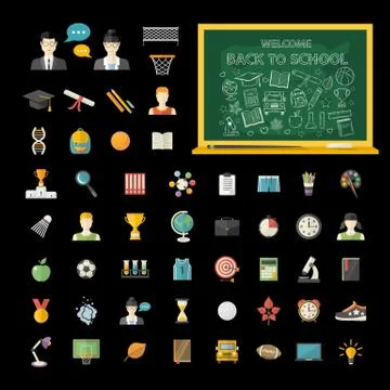 Education icon set Stock Illustration