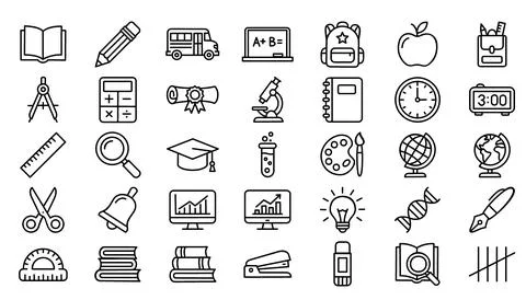 Education icon set for school learning design Illustrazione stock