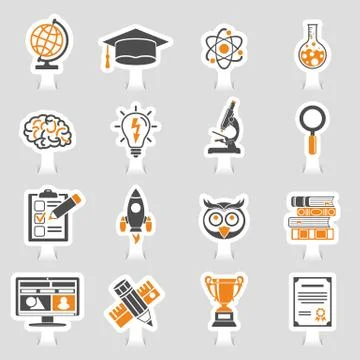Education Icon Sticker Set Stock Illustration