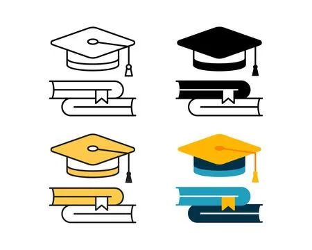Education icon vector design in 4 style line, glyph, duotone, and flat. Illustrazione stock