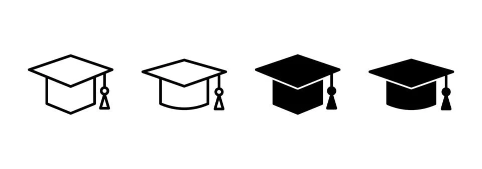 Education icon vector. Graduation cap sign and symbol. Graduate. Students cap Stock Illustration
