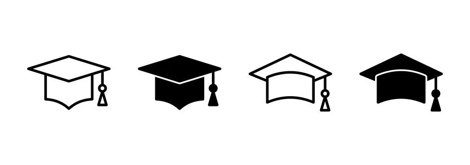 Education icon vector. Graduation cap sign and symbol. Graduate. Students cap Stock Illustration