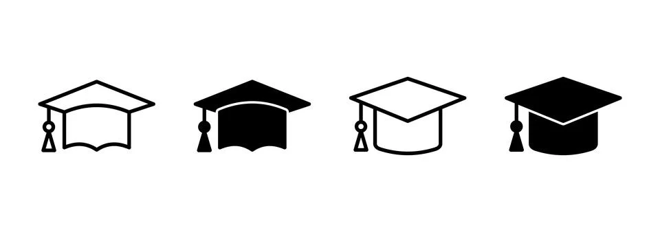 Education icon vector. Graduation cap sign and symbol. Graduate. Students cap Stock Illustration