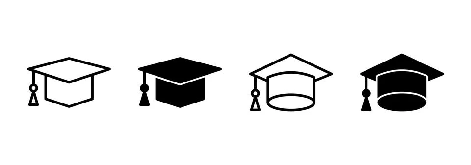 Education icon vector. Graduation cap sign and symbol. Graduate. Students cap Stock Illustration