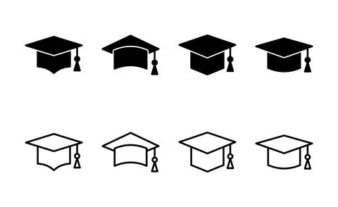Education icon vector. Graduation cap sign and symbol. Graduate. Students cap Stock Illustration