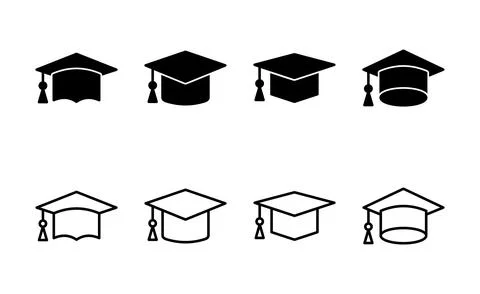 Education icon vector. Graduation cap sign and symbol. Graduate. Students cap Stock Illustration