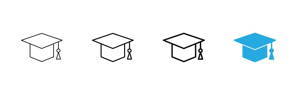 Education icon vector. Graduation cap sign and symbol. Graduate. Students cap Stock Illustration