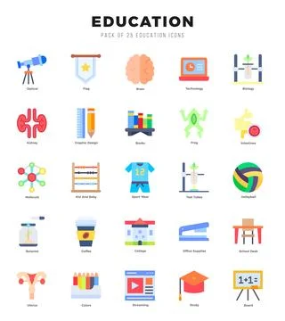 Education Icons bundle. Flat style Icons. Vector illustration. Stock Illustration