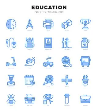 Education Icons bundle. Two Color style Icons. Vector illustration. Stock Illustration