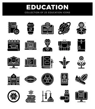 Education icons for digital learning and academic growth 스톡 일러스트