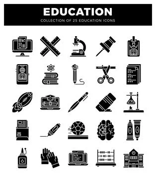 Education icons A diverse learning and school-related symbols. イラスト素材