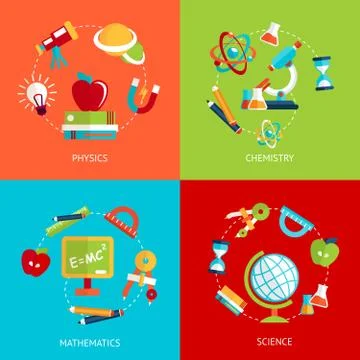 Education icons flat Stock Illustration