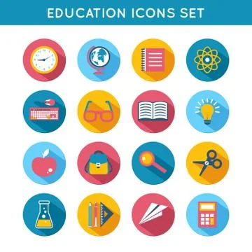 Education Icons Flat Set Illustrazione stock