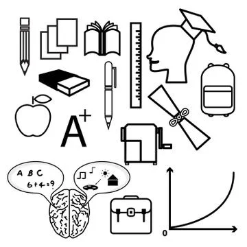 Education icons Stock Illustration