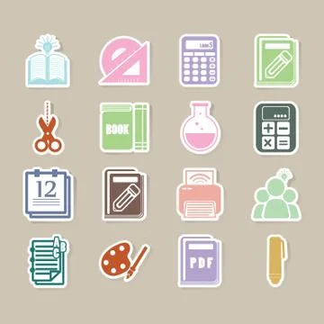 Education icons Stock Illustration