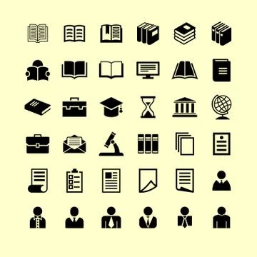 Education icons Stock Illustration