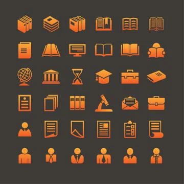 Education icons Stock Illustration