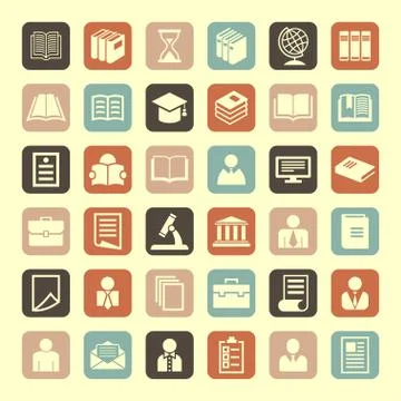 Education icons Stock Illustration