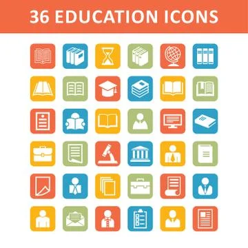 Education icons Stock Illustration