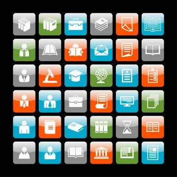 Education icons Stock Illustration