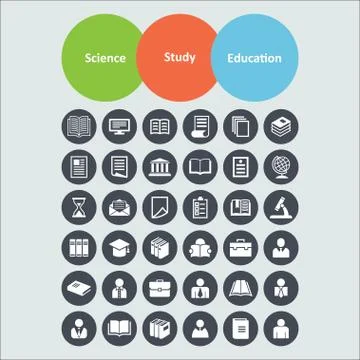 Education icons Stock Illustration