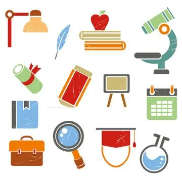 Education icons Stock Illustration