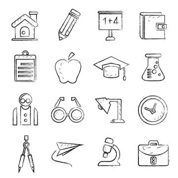 Education icons Stock Illustration