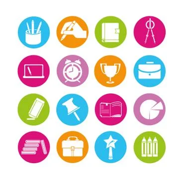 Education icons Stock Illustration
