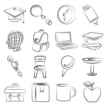 Education icons Stock Illustration