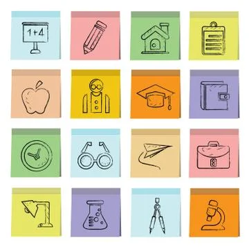 Education icons Stock Illustration