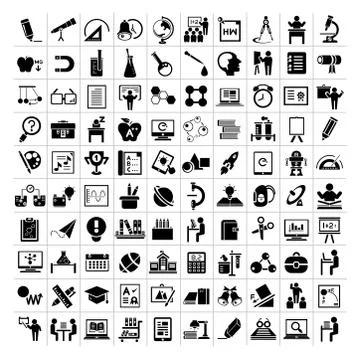 Education icons Stock Illustration