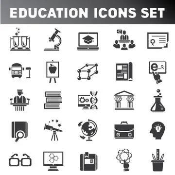 Education icons Stock Illustration